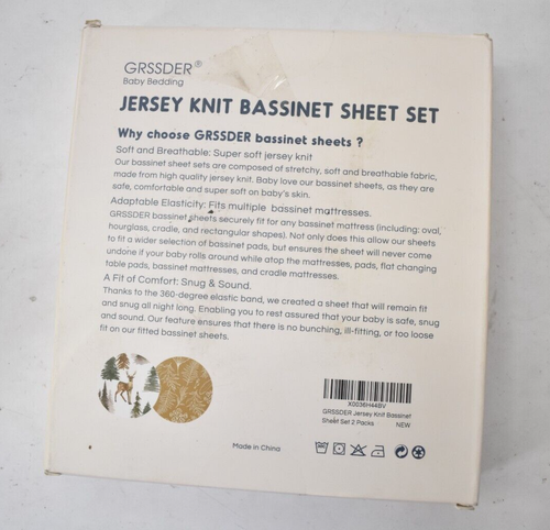 GRSSDER Stretchy Ultra Soft Fitted Bassinet Sheet Set Universal Fit Brown Deer - Picture 4 of 4