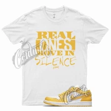 White REAL T Shirt for J1 1 Pollen Yellow University Gold SB Overbreak 