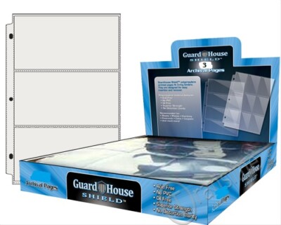 10 Large Currency Holder 3 Pocket Page GUARDHOUSE Storage Pages Stamp Card Photo
