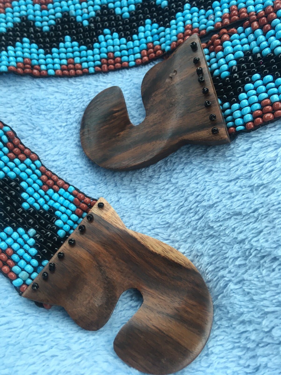 Wooden Interlocking Buckle Aztec Southwest Turquoise Boho  display picture 2