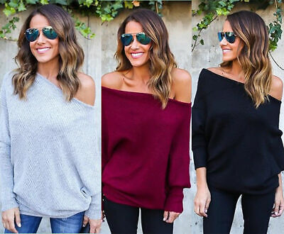 Sexy Womens Casual Off Shoulder Knitted 