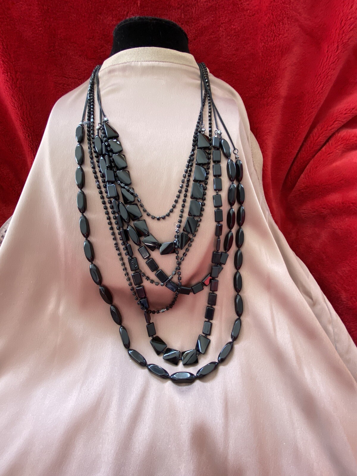 Chico’s Multistrand  Black Beaded Statement Neckl… - image 3