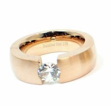 Edelstahlringe Damen Ring Spannring 8mm Rose gold Silber Zirkonia mordern matt