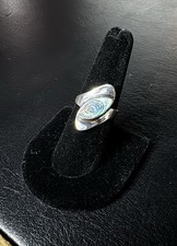 Sterling Silver 925 Abalone Inlay Ring   Size 8   Artisan Modern Design