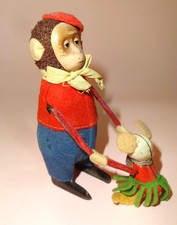 Antique 1940's SCHUCO SOLISTO WINDUP DANCING MONKEY w/ MOUSE GERMANY rare
