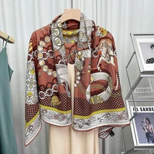 New High Luxury! 30% Silk & 70% Wool Double Sided Color Wrap Scarf Shawl 53]