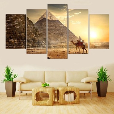 5 Panel Canvas Poster Egyptian Giza Pyramids Painting Prints Wall Art Room...