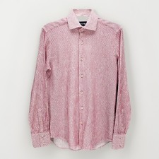 Bogosse Danny Button Up Shirt Mens Size 2/Small White Red Textured Long Sleeve