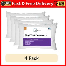  4 Pack Mainstays Comfort Complete Bed Pillow, Standard/Queen