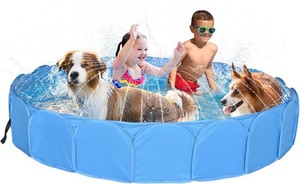 Collapsible Sprinklers Pool for Pet Foldable Dog Pool for Backyard 63" x 12"