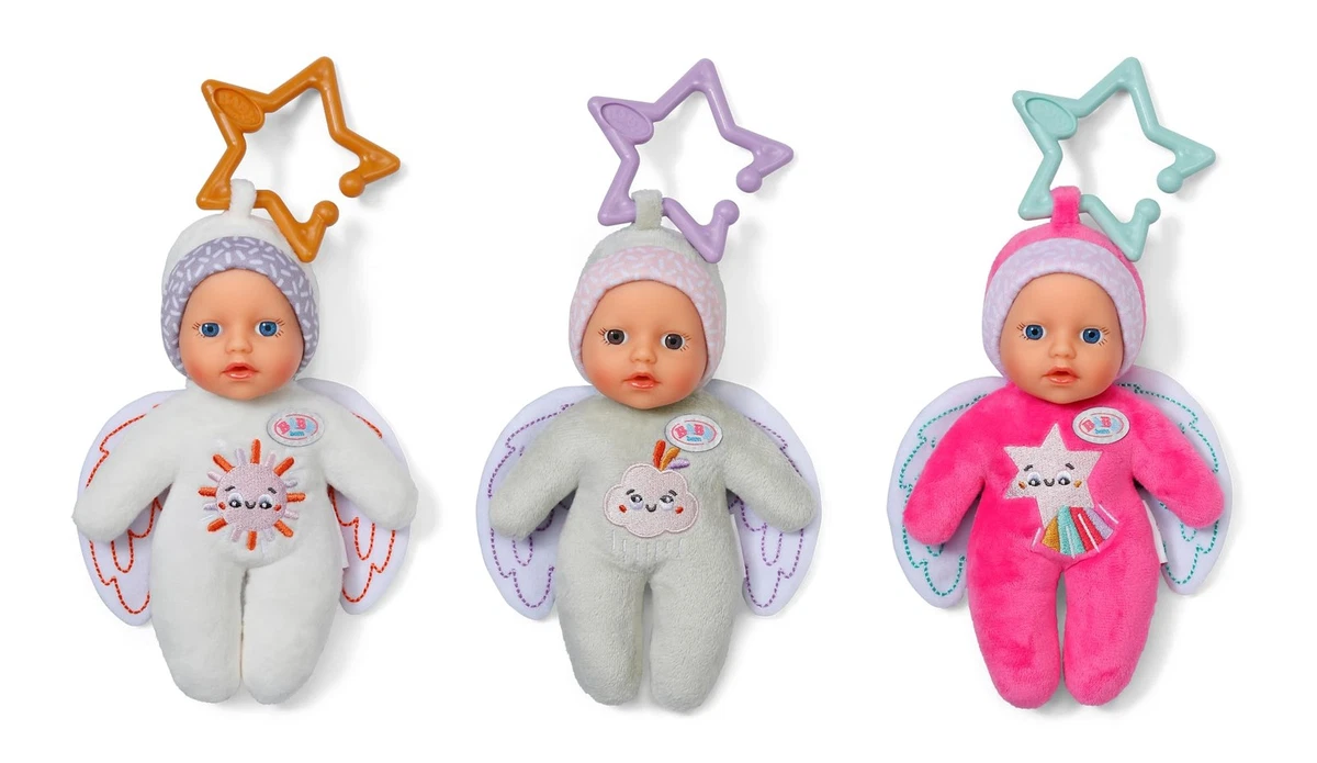 BABY born for babies Angel soft doll teething toy with rattle, 3 assorted colour