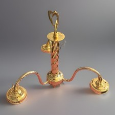 3 X Brass Effect 3 Arm Chandelier With Barley Twist Stem