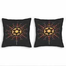 Set of 2 Decorative Throw Pillow Covers 18x18in -Gold  Red Floral Motif