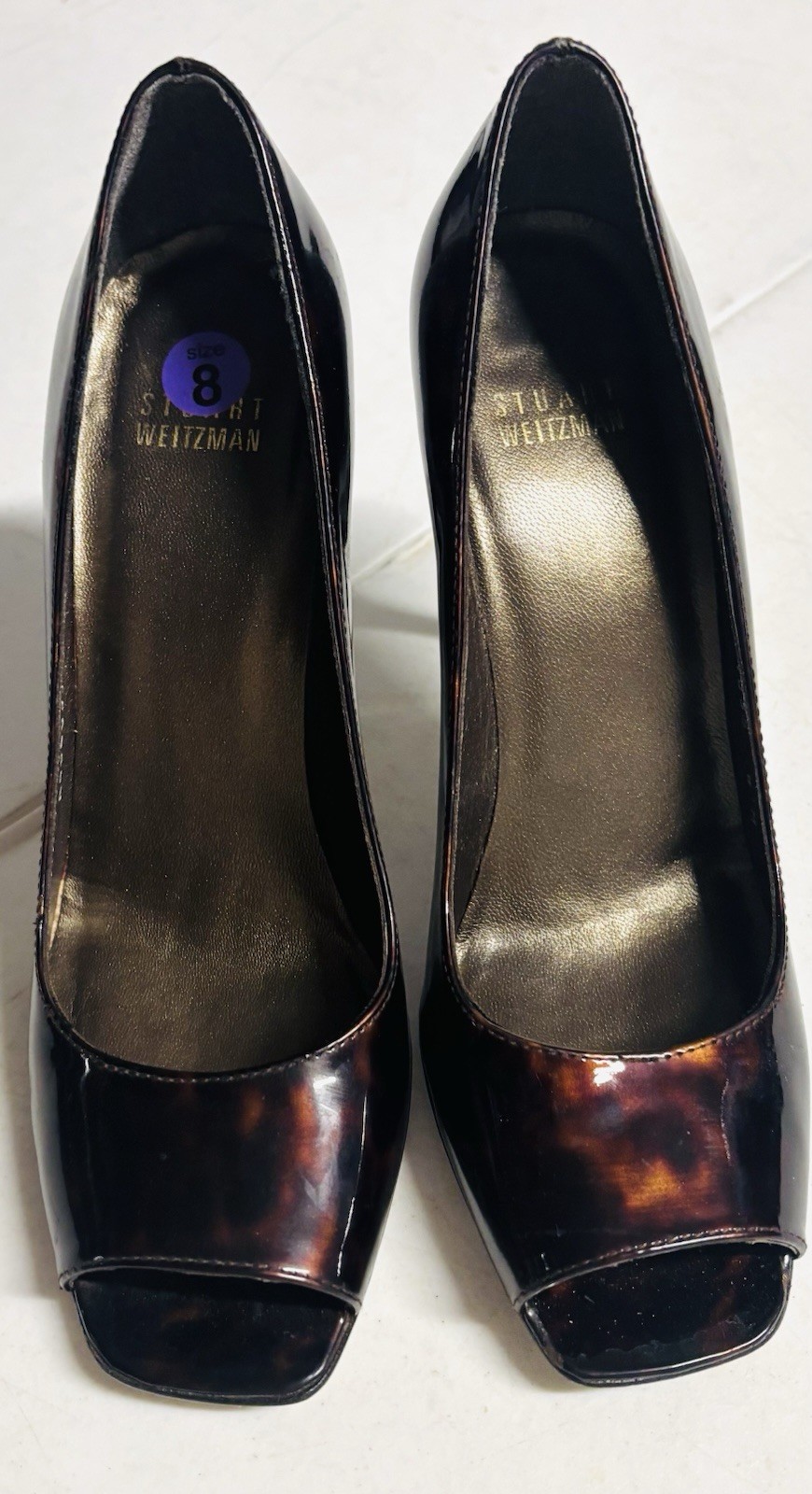 Stuart Weitzman Tortoise ShellPatent Leather Peep… - image 5