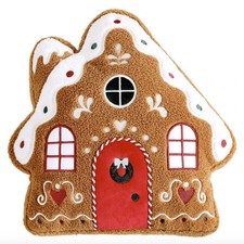 Christmas Gingerbread House Plush Pillow New With Tags 15x15