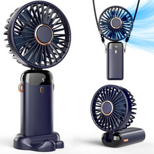 Ventilador de mano portatil a bateria con base de 8 horas 5 vel ajustable 90