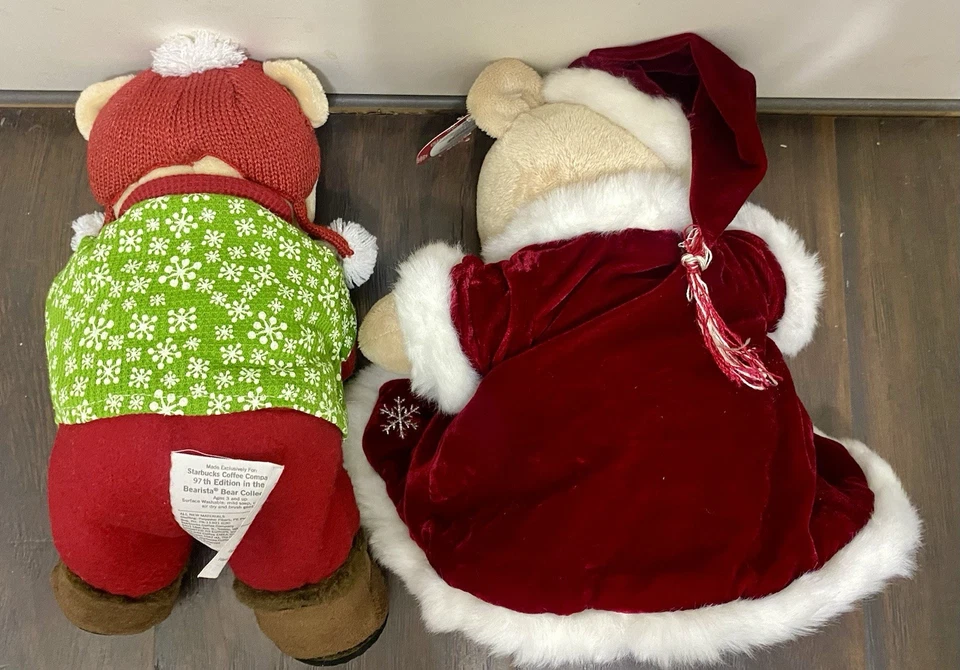 Starbucks BEARISTA Christmas Holiday Plush Bears 2004 SANTA  2010 Chris Caroler - Image 2 of 4