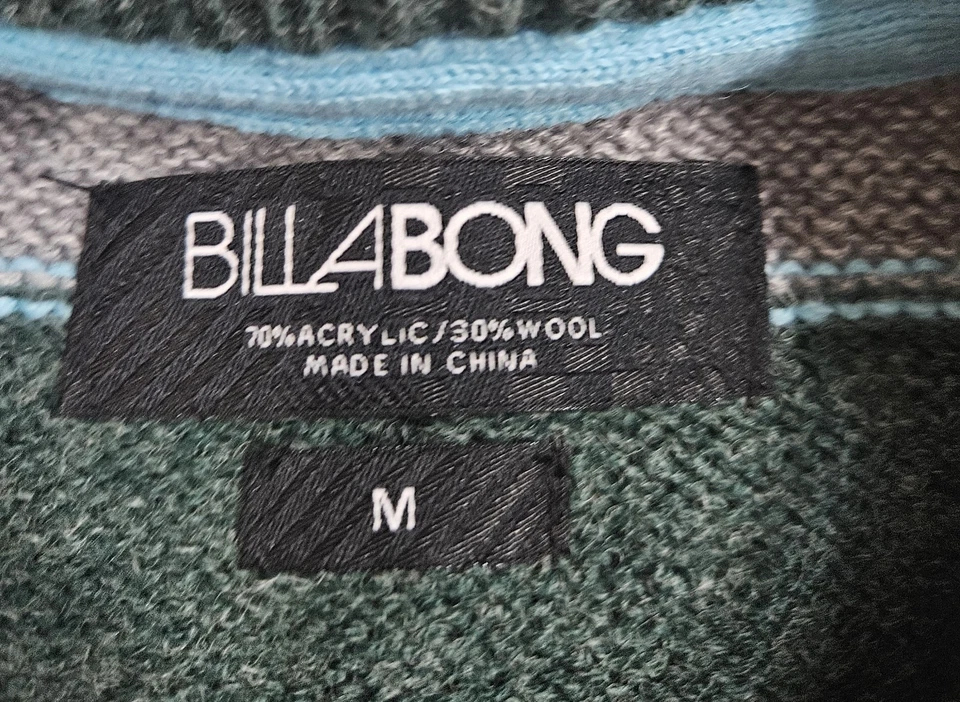 Billabong Men's Wool Blend Sweater Size Medium Green/Gray - Image 3 of 4