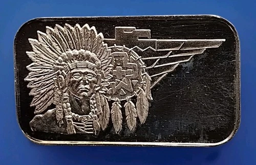 1oz 999 Fine Silvertown indian Chief Bar- Winchester, Indiana
