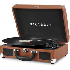 Journey - Bluetooth Suitcase Record Player - Brown Built-in stereo speakers...