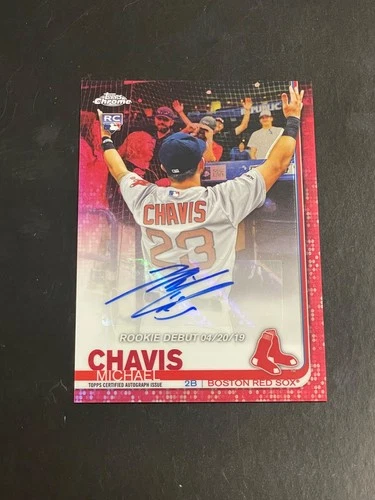 2019 Topps Chrome Update Michael Chavis Rookie Debut Red Refractor Auto /5
