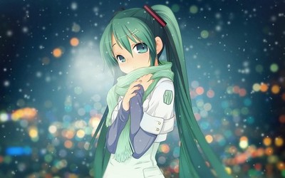 Anime girls vocaloid hatsune miku bokeh green hair long Custom Gaming Mat Desk