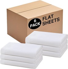 Bulk King Flat Sheets Only, White 6 Pack Quick Sort Top Bed King,
