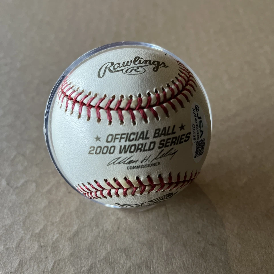 JOE TORRE SIGNED 2000 WORLD SERIES BASEBALL NEW YORK YANKEES JSA MJR - Image 4 of 4