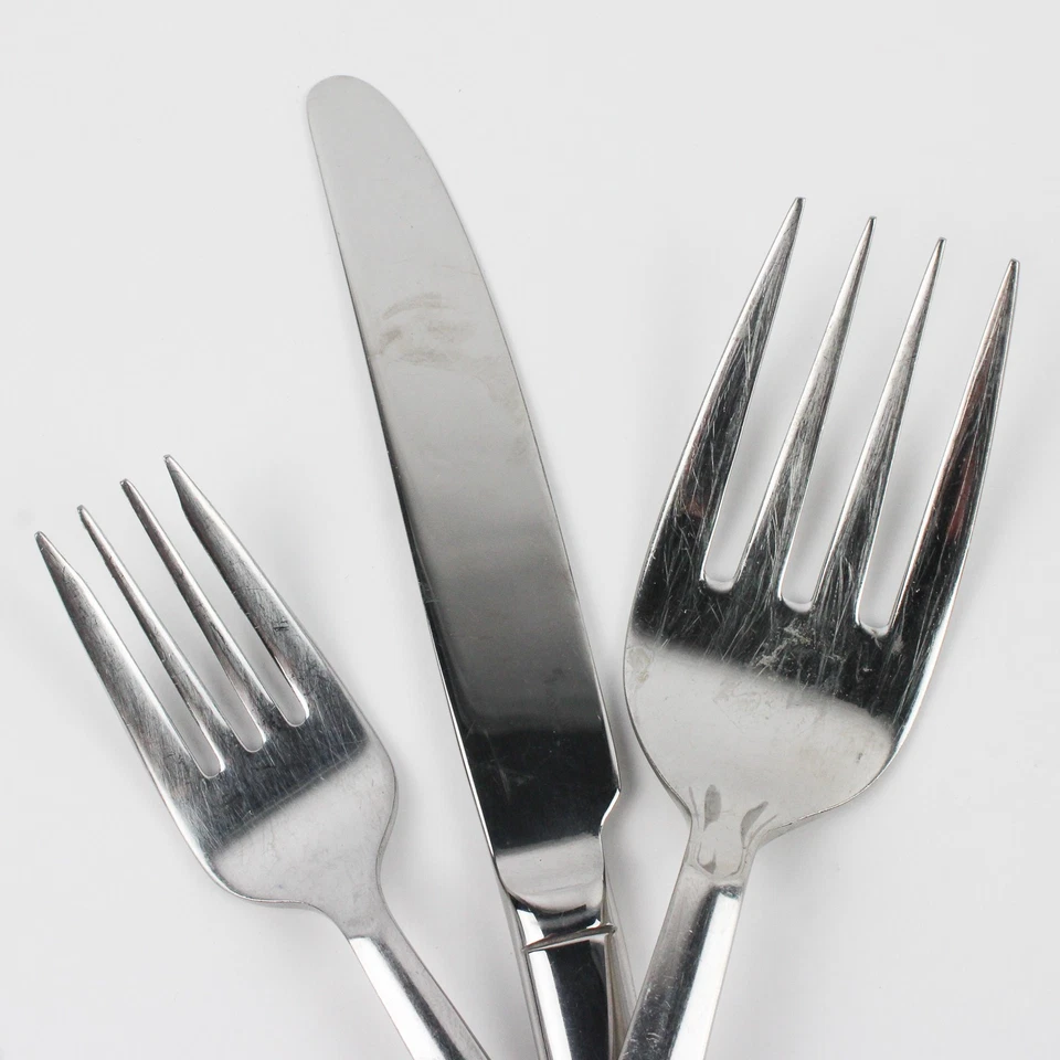 Lot Of 3 Splendide Strand (Stainless) Flatware Serving & Salad Fork Dinner Knife - Image 3 of 4