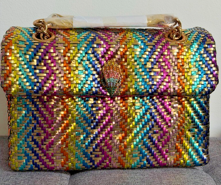 Kurt Geiger Kensington Bag Metallic Woven Rainbow 🌈  Fabric NWT RRP £289 Free🚚