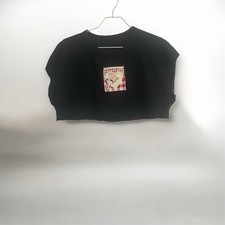 upcycled reworked black crop top women's appliqué streetwear y2k 