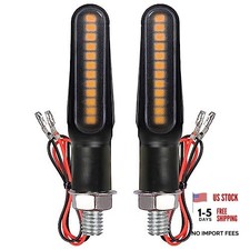Motorcycle Blinkers Indicator Sequential Turn Signal Amber LED Lamp Pack of 2