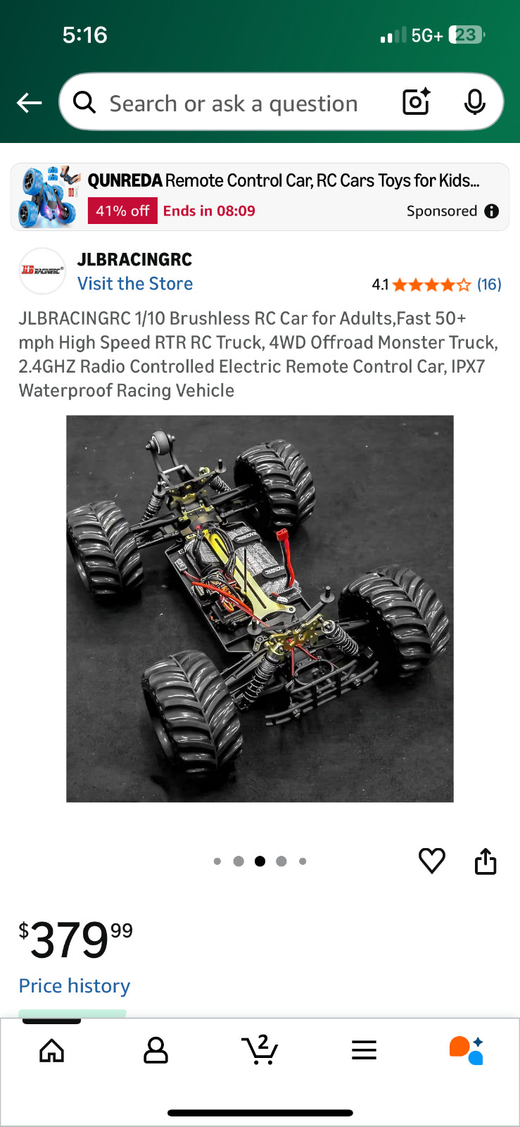 JLBRACINGRC 1/10 Brushless RC Car for Adults,Fast 50+ mph High Speed RTR RC Truc