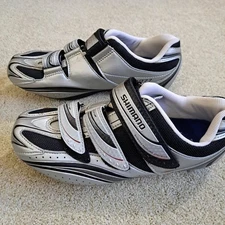 SHIMANO SH-R077 Men EU 41 Bike Pedal Size 7.6 Road Cycling Shoes Silver Grey