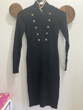 Lauren Ralph Lauren Black Sweater Dress Size XXS Gold Accents Mob Wife Old Money