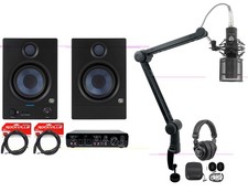 2 Presonus Eris 4.5BT 4.5" Studio Monitors Interface Mic Headphones Boom Arm