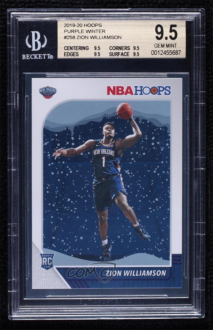 2019 NBA Hoops Purple Winter Zion Williamson #258 BGS 9.5 GEM MINT Rookie RC uk2