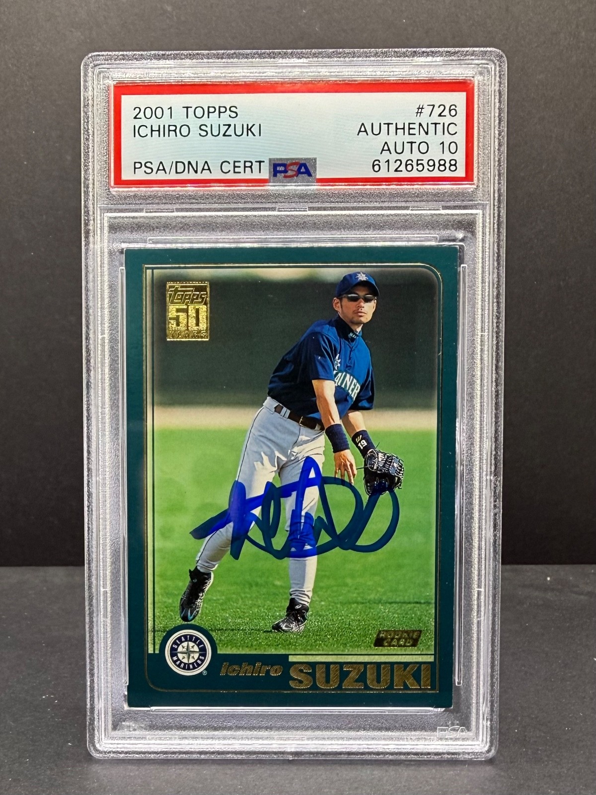 2001 TOPPS #726 ICHIRO SUZUKI ROOKIE RC PSA AUTHENTIC AUTO 10 AUTOGRAPH SIGNED view 1