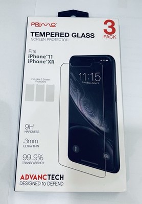 Primo Tempered Glass Screen Protector for iPhone 11 / iPhone XR Clear 3pack
