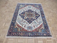 5'1 x 7 Hand Knotted Ivory Geometric Serapi Oriental Rug G5903