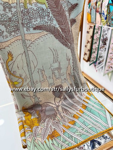 Sallys 70% Cashmere & 30% Silk Stole Animals Print Double Face Scarf Shawl 53" - Picture 4 of 35