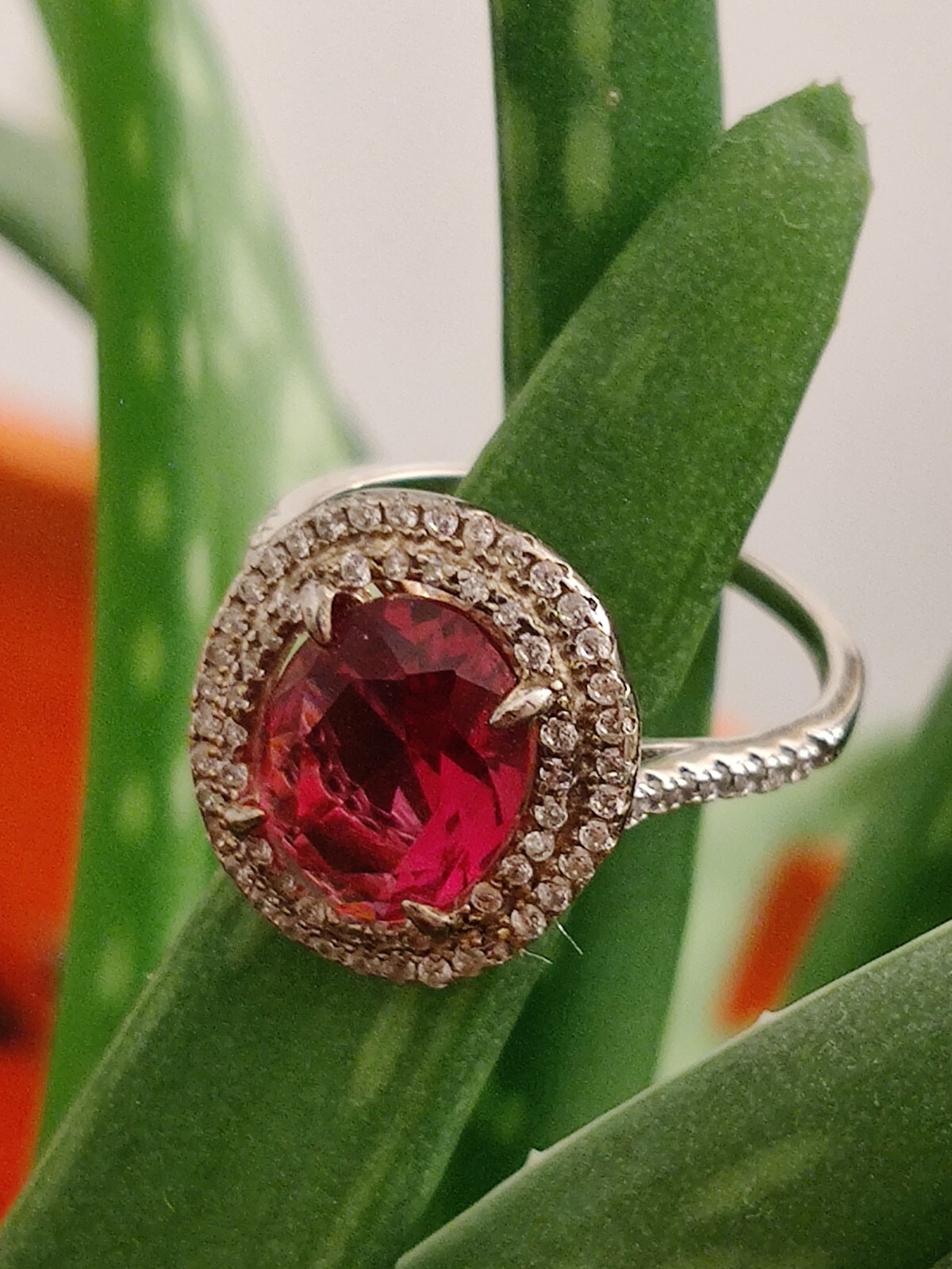 Stunning Large Lab Created Ruby Cocktail Ring Ste… - image 5