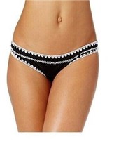 Bar III BLACK/WHITE Stitches Hipster Bikini Swim Bottom, US X-Large NWT