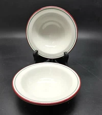 Steelite International England Small White Bowls With Red & Blue Trim Set DH1353