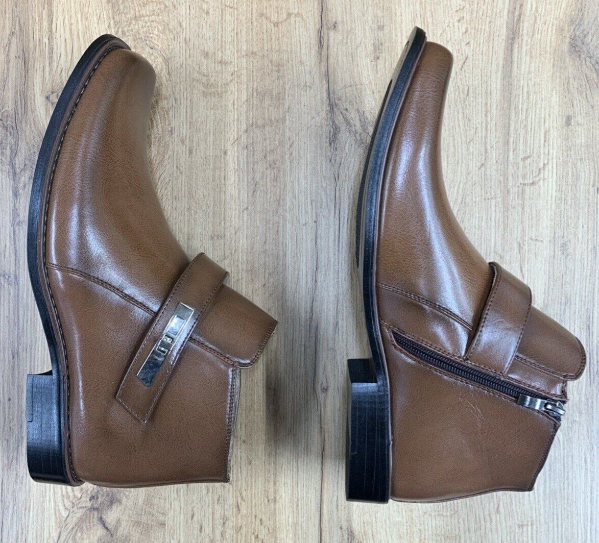 Majestic Collection Memory Foam Brown Leather Men\'s Ankle Shoes Majestic Collection Leather Zipper Ankle Boots Shoes Mens  main image 4