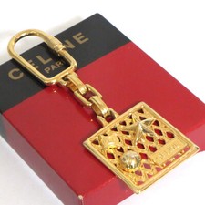Auth Celine Logo Star Square Key Ring Bag Cha...