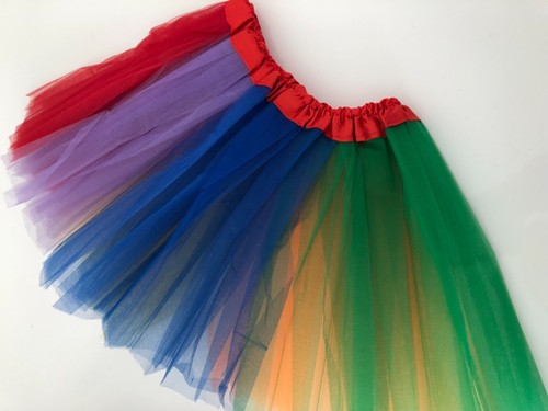 Women Girl Rainbow Colorful Tutu skirt Gloves Socks Unicorn headband Costume Set - Picture 4 of 9