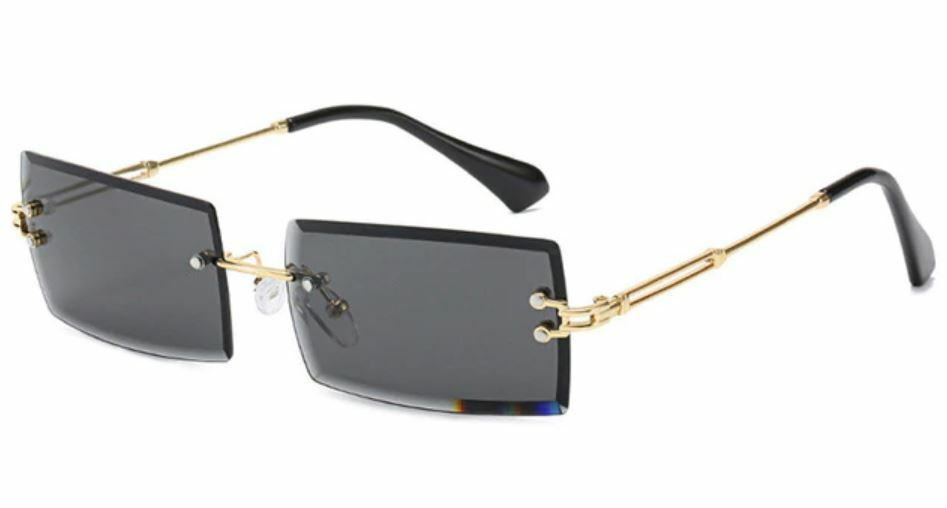 Mens Vintage Retro Rectangle Gradient Polarized Tint Rimless  display picture 1