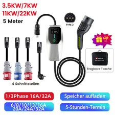 Caricabatteria APP EV cavo di ricarica corrente forte CEE 11/22KW 16/32A tipo 2 EU Mobile Wallbox