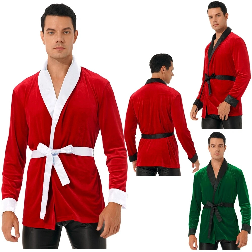 Christmas Santa Pattern Double Pocket Hooded Belted Flannel Lounge Robe |  SHEIN IN